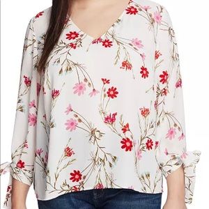 Floral Tie Sleeve Top, Size 2X